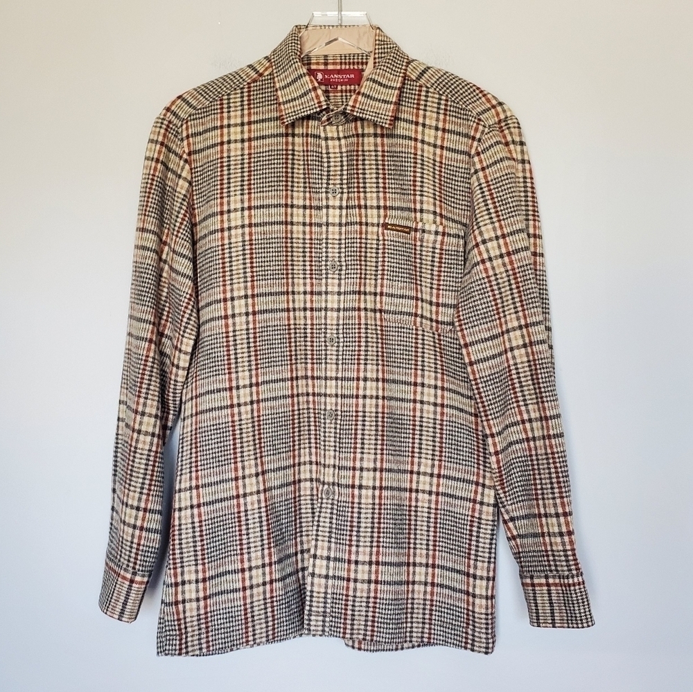Vintage 1984 Manstar Wool Glen Plaid Men's Gorpcore Cabincore Shirt Shacket